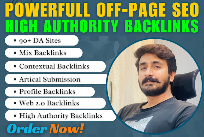 Gig Preview - Provide white hat off page SEO service with high authority and high da backlinks