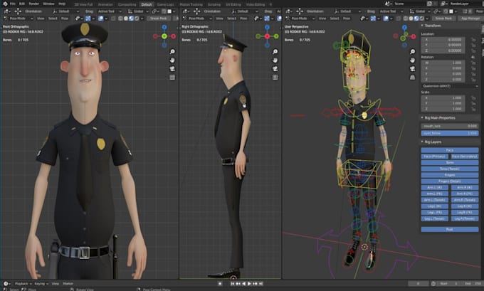 Gig Preview - 3d rig model character on blender, mixamo for unity unreal