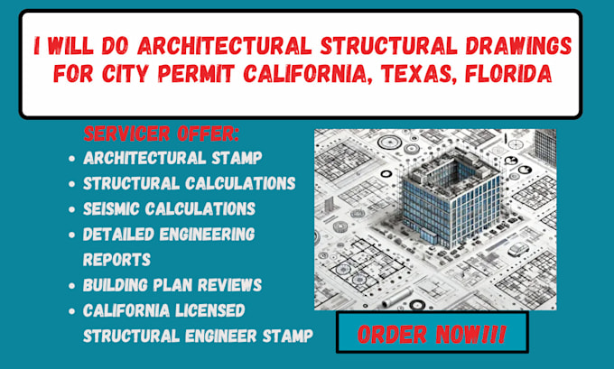 Gig Preview - Stamp architectural and construction drawing for city permit in all state in USA