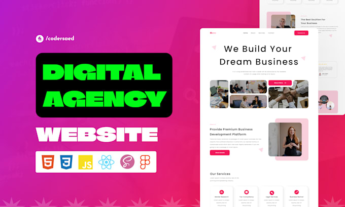 Gig Preview - Build digital agency website using react js or html