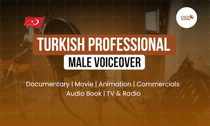 Gig Preview - Provide authentic turkish male professional voice overs for your project