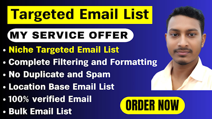 Gig Preview - Build verified email list niche targeted for any business and location