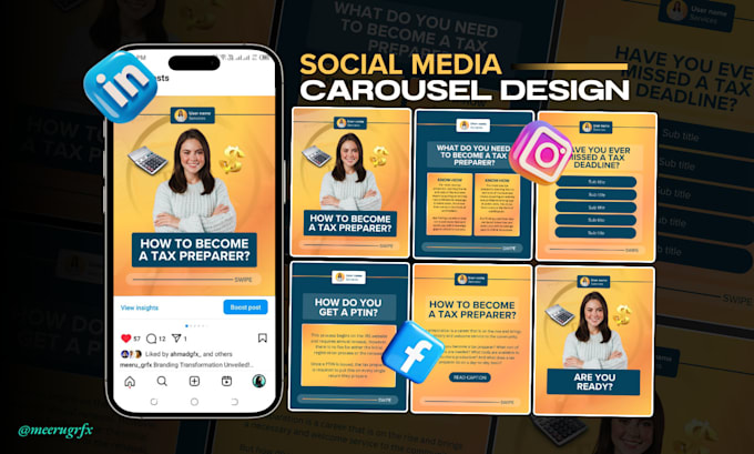 Gig Preview - Design creative social media carousel template in canva