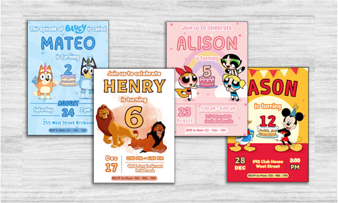 Gig Preview - Design birthday invitations for kids party within 24 hrs