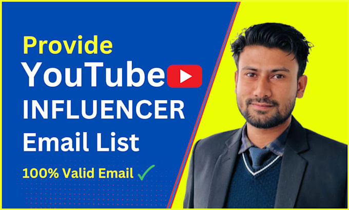 Gig Preview - Do youtube lead generation any targeted niche  base influencer leads email lists