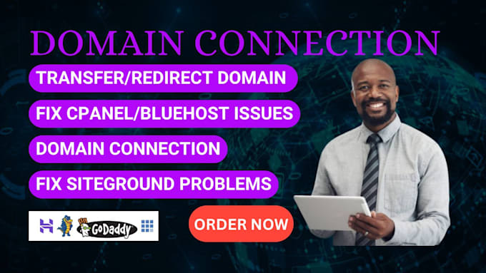 Gig Preview - Connect, transfer, redirect domain, fix email, dns, cpanel, godaddy, hostinger