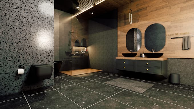 Gig Preview - Do bathroom 3d design and render