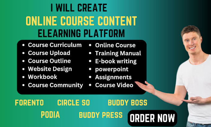 Gig Preview - Create online course content thinkific website and course uploading