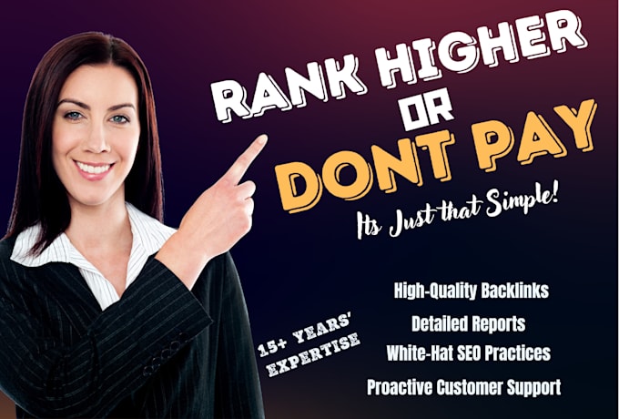 Gig Preview - Do high da SEO backlinks to improve rankings or you dont pay