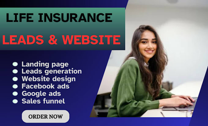 Gig Preview - Life insurance website life insurance landing page insurance leads generatinsion