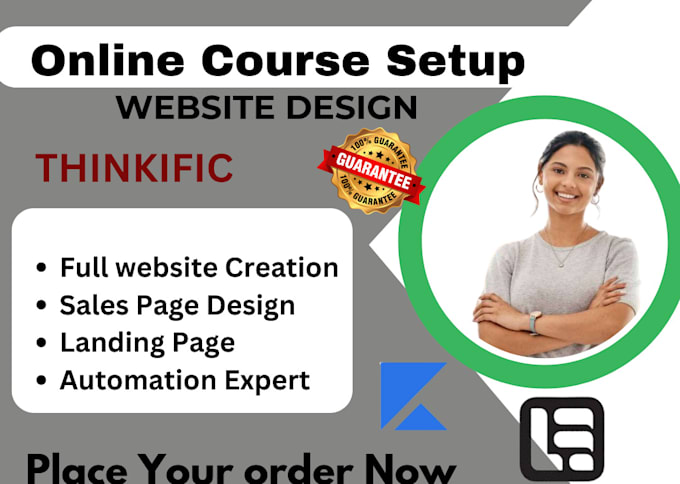 Gig Preview - Setup onlne course website design thinkific kajabi podia expert