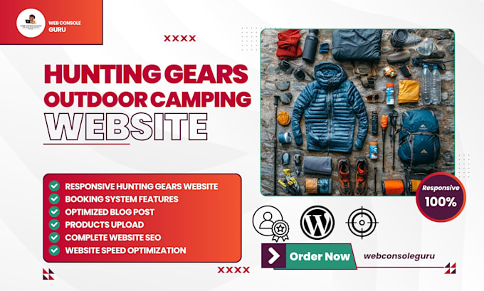 Gig Preview - Design hunting gears website archery outdoor camping hunting accessories website