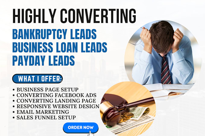 Gig Preview - Generate bankruptcy lead business loan website student loan lead payday loan