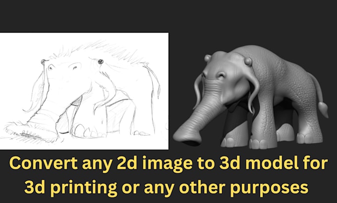 Gig Preview - Convert 2d to 3d custom 3d concept character model from pictures for 3d printing