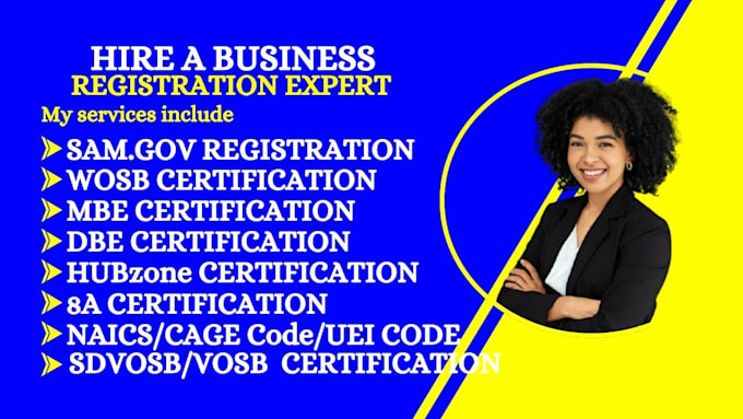 Gig Preview - Register your business as mbe, wosb, dbe, 8a, vosb and sdvosb certified