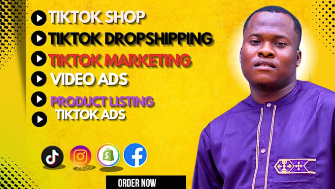 Gig Preview - Setup tiktok shop manager tiktok dropshipping with product hunting instagram