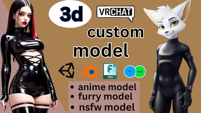 Gig Preview - Custom vrchat avatar creation furry avatar 3d model for vrchat