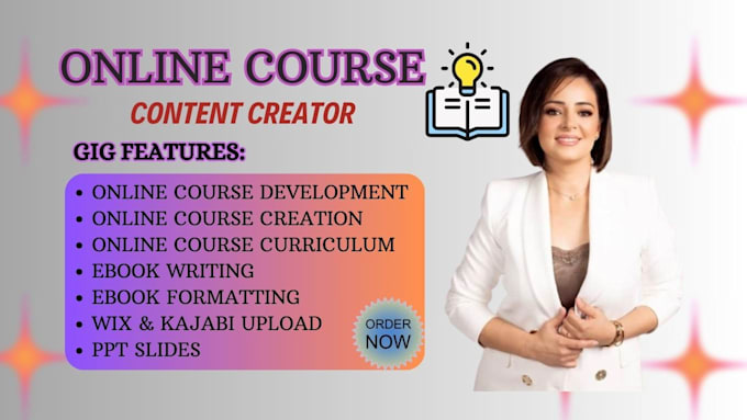 Gig Preview - Create online course content, wix course creation, workbook design, course slide