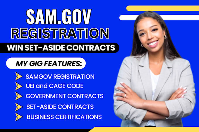 Gig Preview - Do sam gov registration, get your uei and cage code for US government contracts