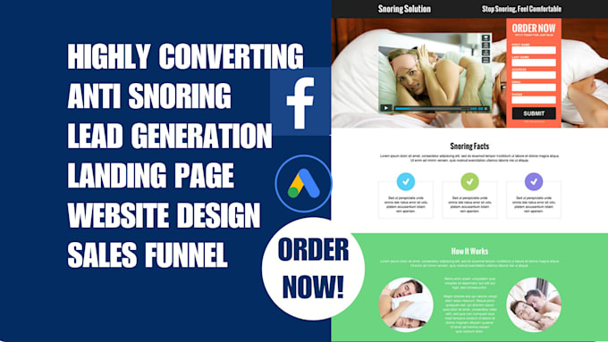 Gig Preview - Generate anti snoring  lead anti snoring landing page ant snoring website design