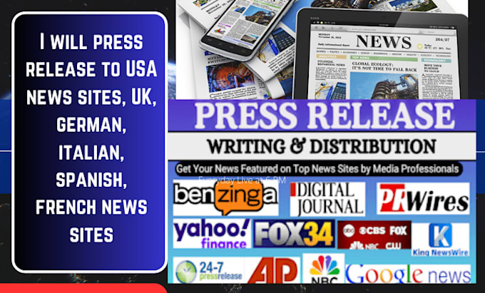 Bestseller - press release to USA news sites, UK, german, italian, spanish, french news sites