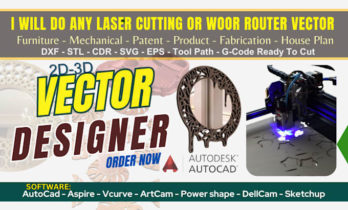 Gig Preview - Draw png to vector tracing dxf, redesign, vectorize image, laser engraving files