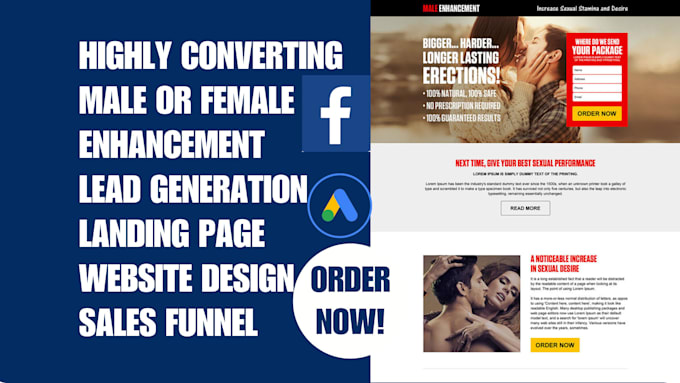 Gig Preview - Generate male or female enhancement lead landing page website design