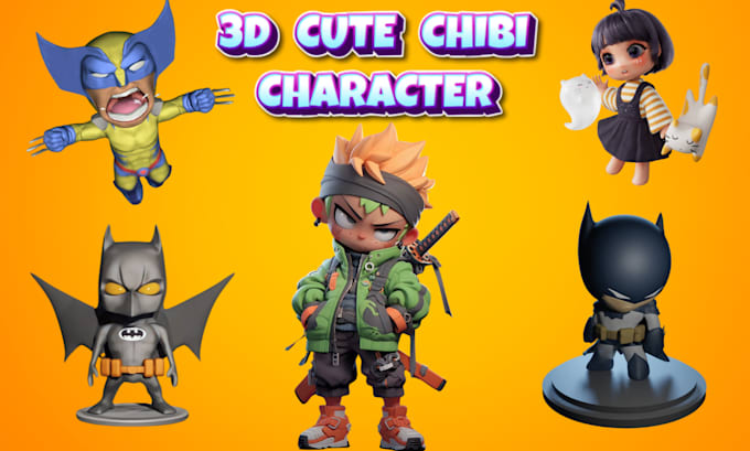 Gig Preview - Create cute 3d chibi character modeling animal people cartoon model for printing