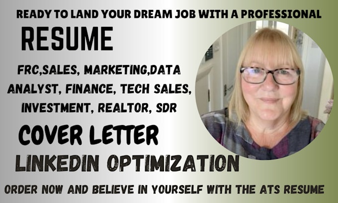 Gig Preview - Write resume for sales, marketing, finance, tech sales, investment, realtor, sdr