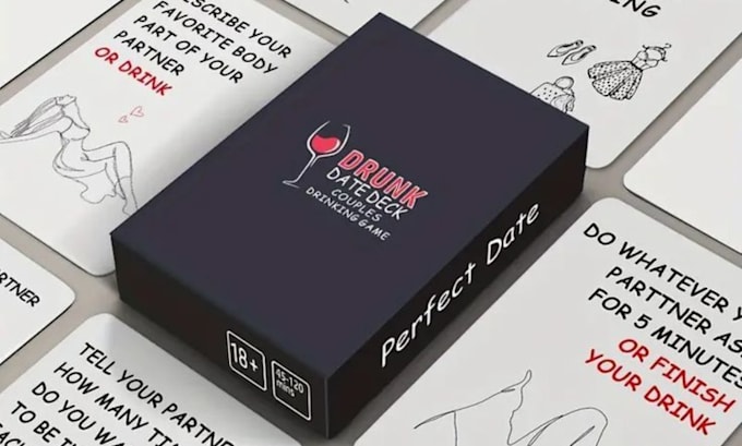 Gig Preview - Design drinking card game adult playing card deck party cardbox mockup rulebook