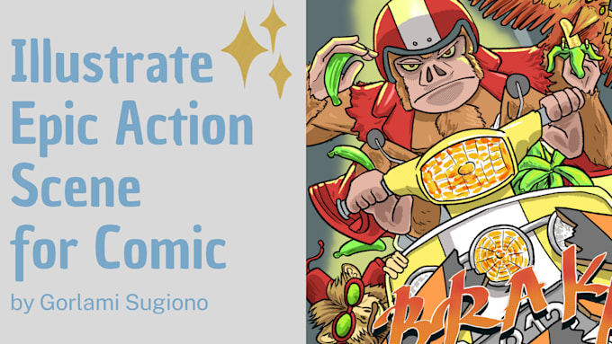 Gig Preview - Draw dynamic action comic panel