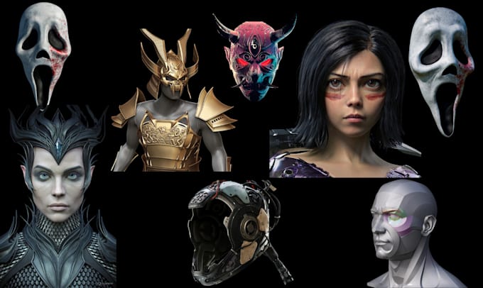 Gig Preview - 3d sculpt mask, helmet, cosplay armor, head, bust, halloween, cosplay props