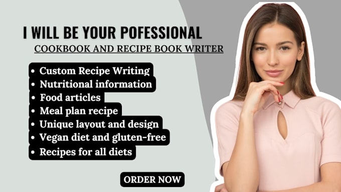 Gig Preview - Write healthy recipes cookbook, smoothies food blog design cookbook ebook writer