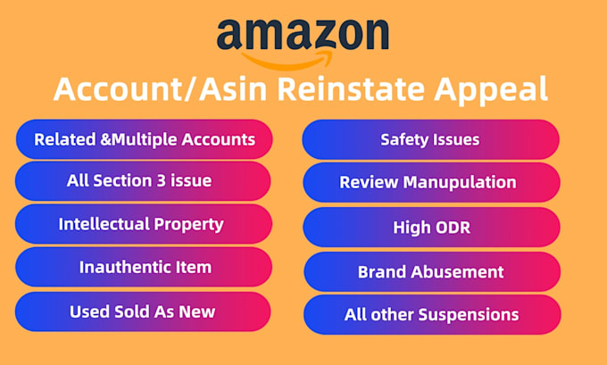 Gig Preview - Reinstate amazon asin and account