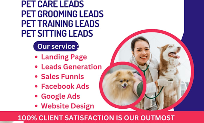 Gig Preview - Generate pet grooming leads, pet sitting, dog training, pet care website