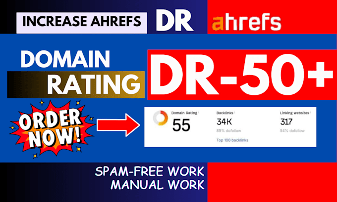 Gig Preview - Increase ahrefs dr 50 and 60 plus guaranteed work