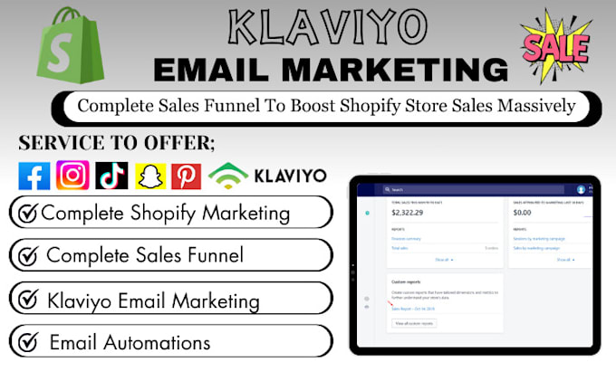 Gig Preview - Setup klaviyo email marketing, klaviyo flows to  boost shopify sales