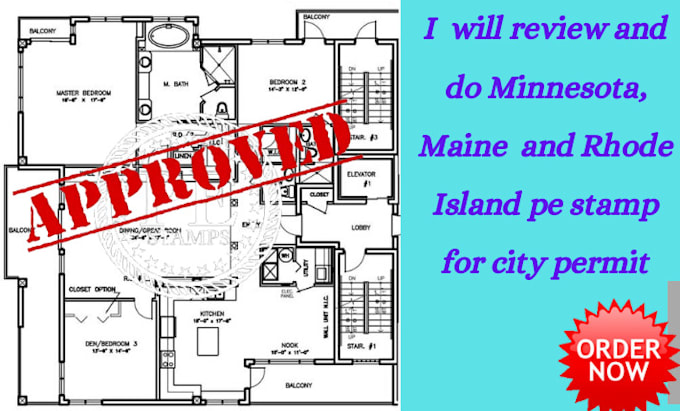 Gig Preview - Review and do minnesota, maine  and rhode island pe stamp for city permit