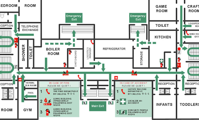 Gig Preview - Design fire safety, evacuation plan design, hydrant, alarm and sprinkler layouts