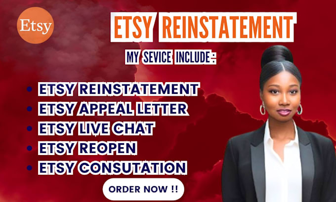 Gig Preview - Etsy reinstatement etsy appeal letter etsy suspension etsy store reopen etsy