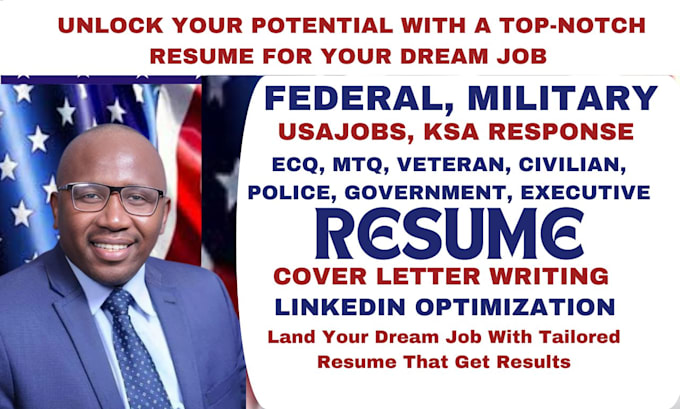 Gig Preview - Edit federal resume, government, executive, military, ksa, veteran, usajobs