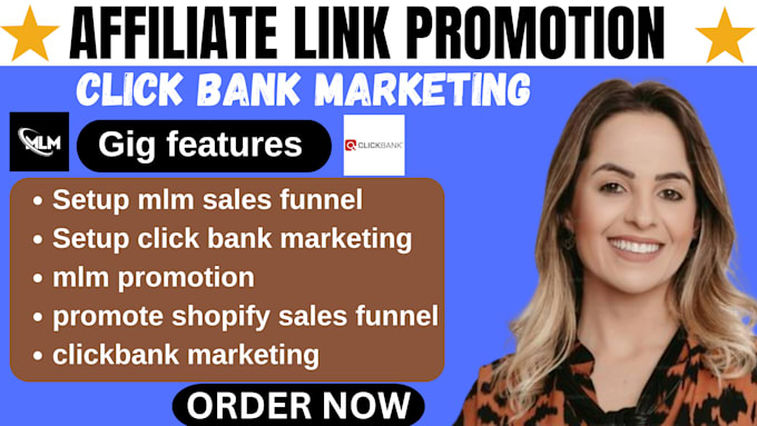 Gig Preview - Do affiliate link promotion mlm promotion mlm sales funnel clickbank marketing