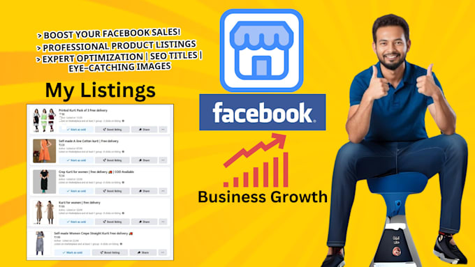 Gig Preview - Boost your sales by listing products on facebook marketplace