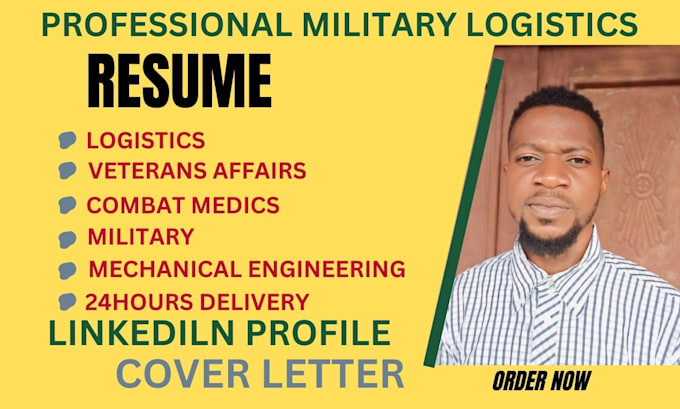 Gig Preview - Write military logistics resume, combat medic, veterans resume, and IT in 24hrs