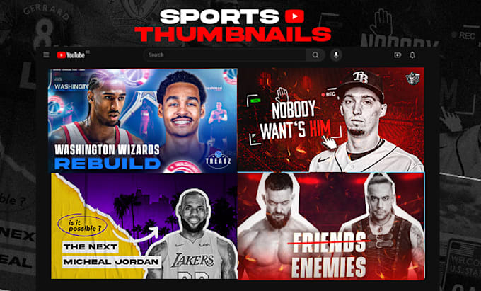 Gig Preview - Design creative sports youtube thumbnails