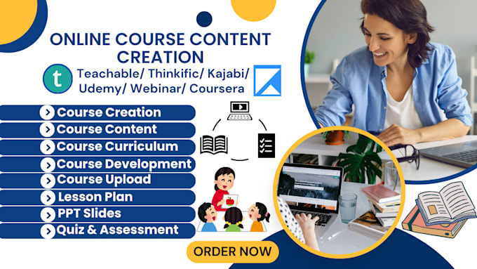 Gig Preview - Do online course content, course creation, lesson plan, PPT slides, workbook