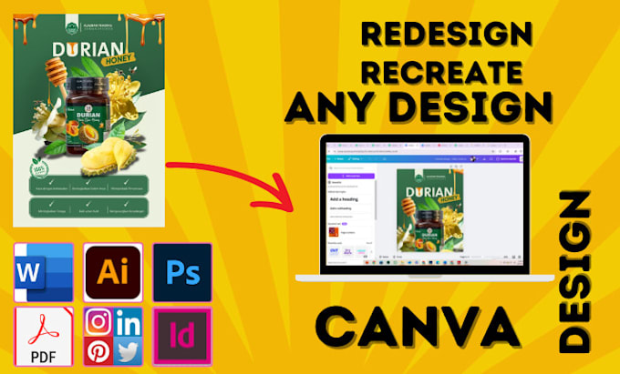 Gig Preview - Redesign, recreate or convert anything in canva in 24hrs