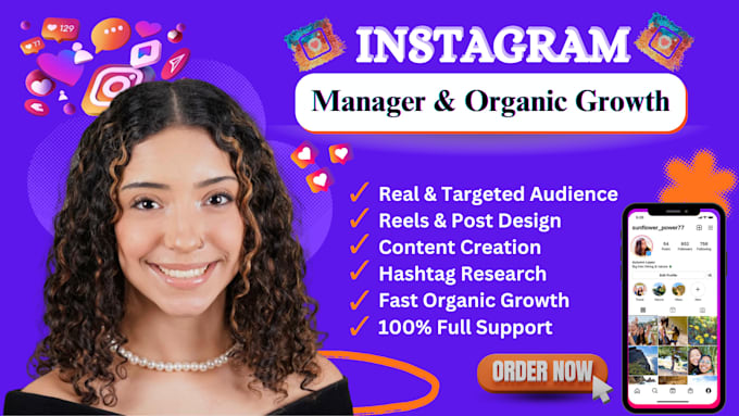 Gig Preview - Be your instagram marketing manager content creator social media promotion