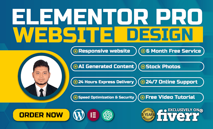 Gig Preview - Create your wordpress website using elementor pro, astra pro in 24hr