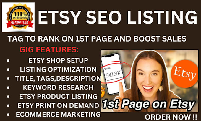 Gig Preview - Do etsy seo listing etsy sales etsy product listing etsy rank etsy shop setup